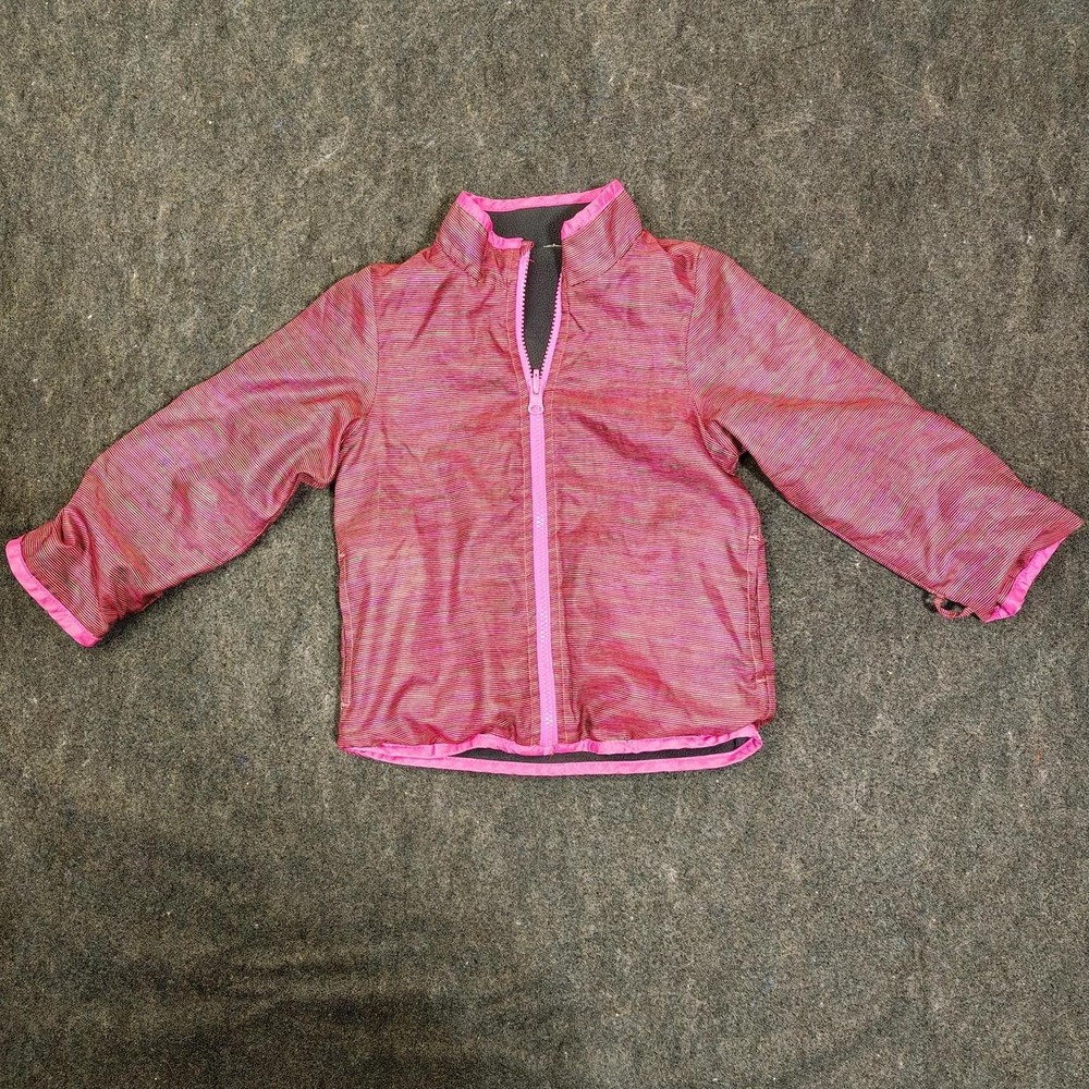 OshKosh Bgosh Girls Pink Space Dye Fleece Lined Zip Up Jacket Size 5T